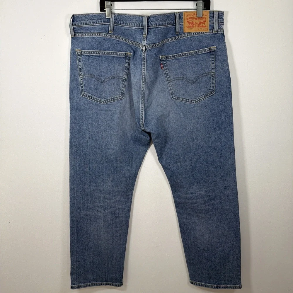Levis‎ 502 Jeans Mens 40 x 30 Blue Medium Wash Denim Tapered Mid Rise Stretch